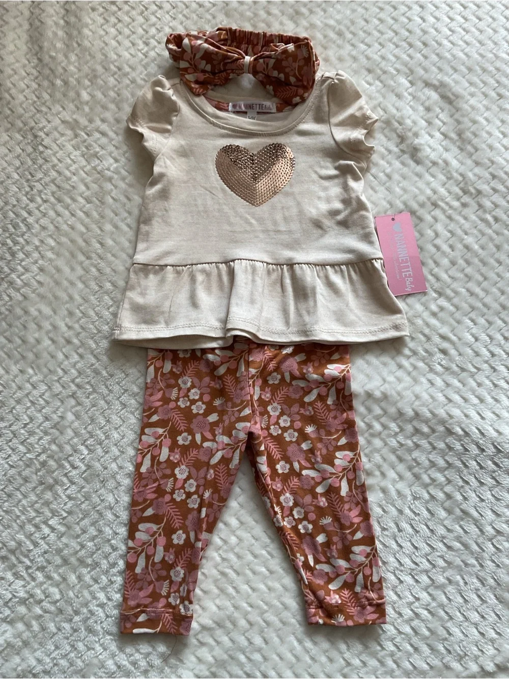 NWT Nannette Baby Girl Floral 3-Piece Outfit